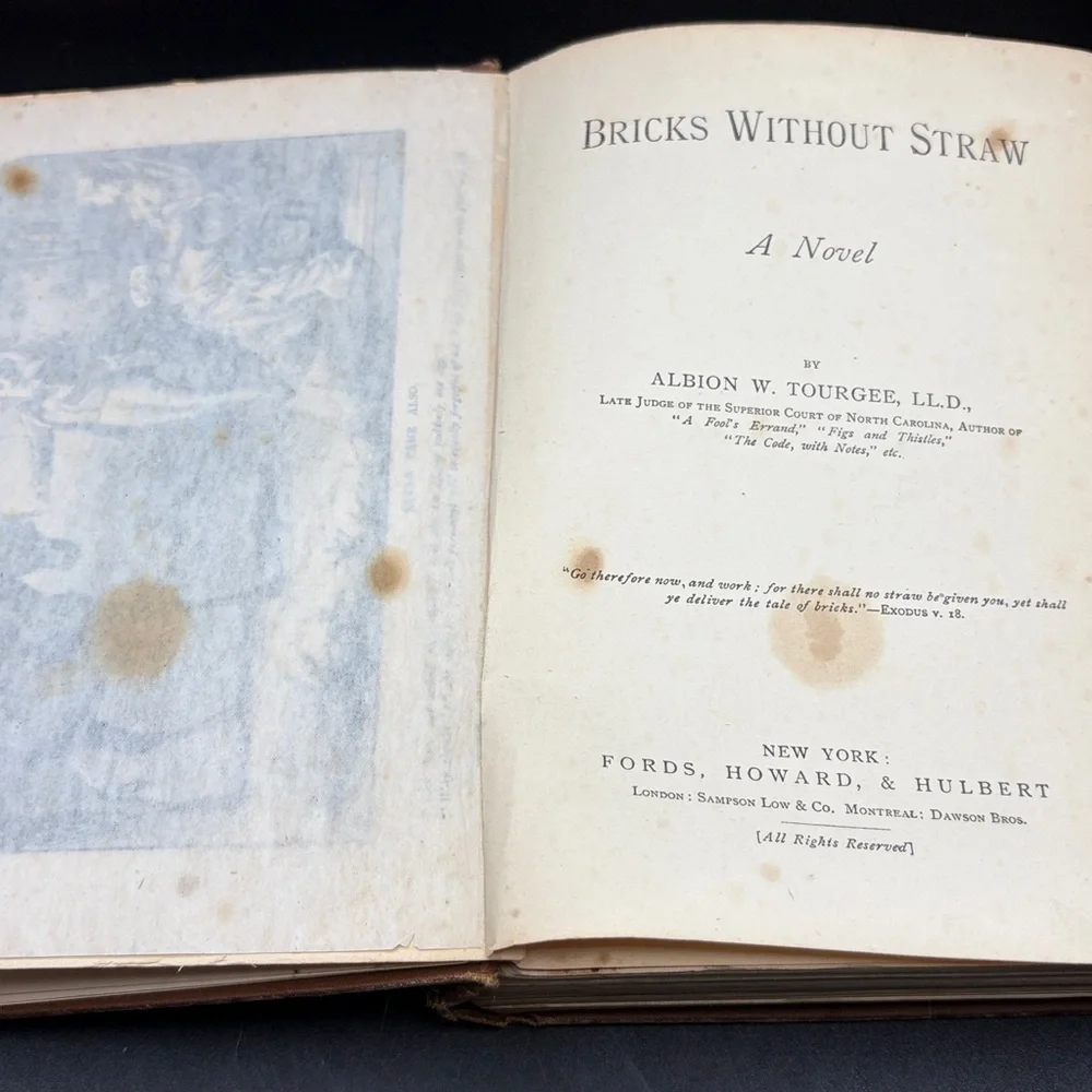 Antique 1880 Bricks Without Straw by Albion W. Tourgee Hardcover Fiction Book